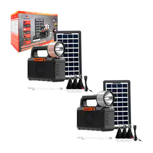 Lámpara, bocina, batería portátil recargable con panel solar + 3 foco…