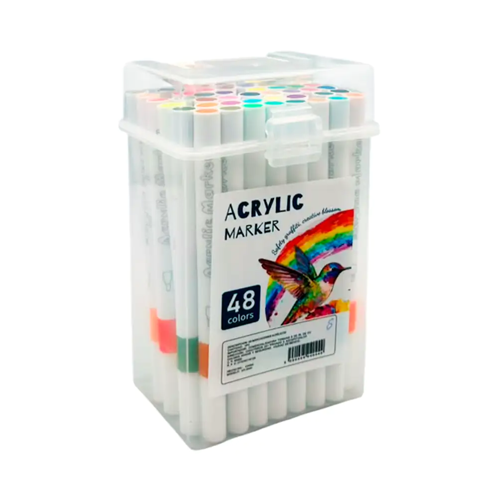 Estuche con 48 plumones - marcadores acrílicos de punta delgada, vari…