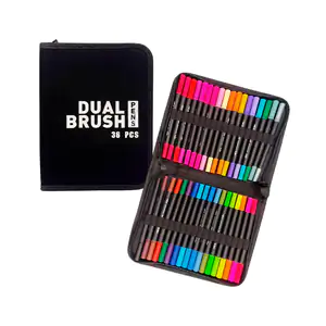 Estuche con 36 plumones - marcadores de doble punta, variedad de colo…