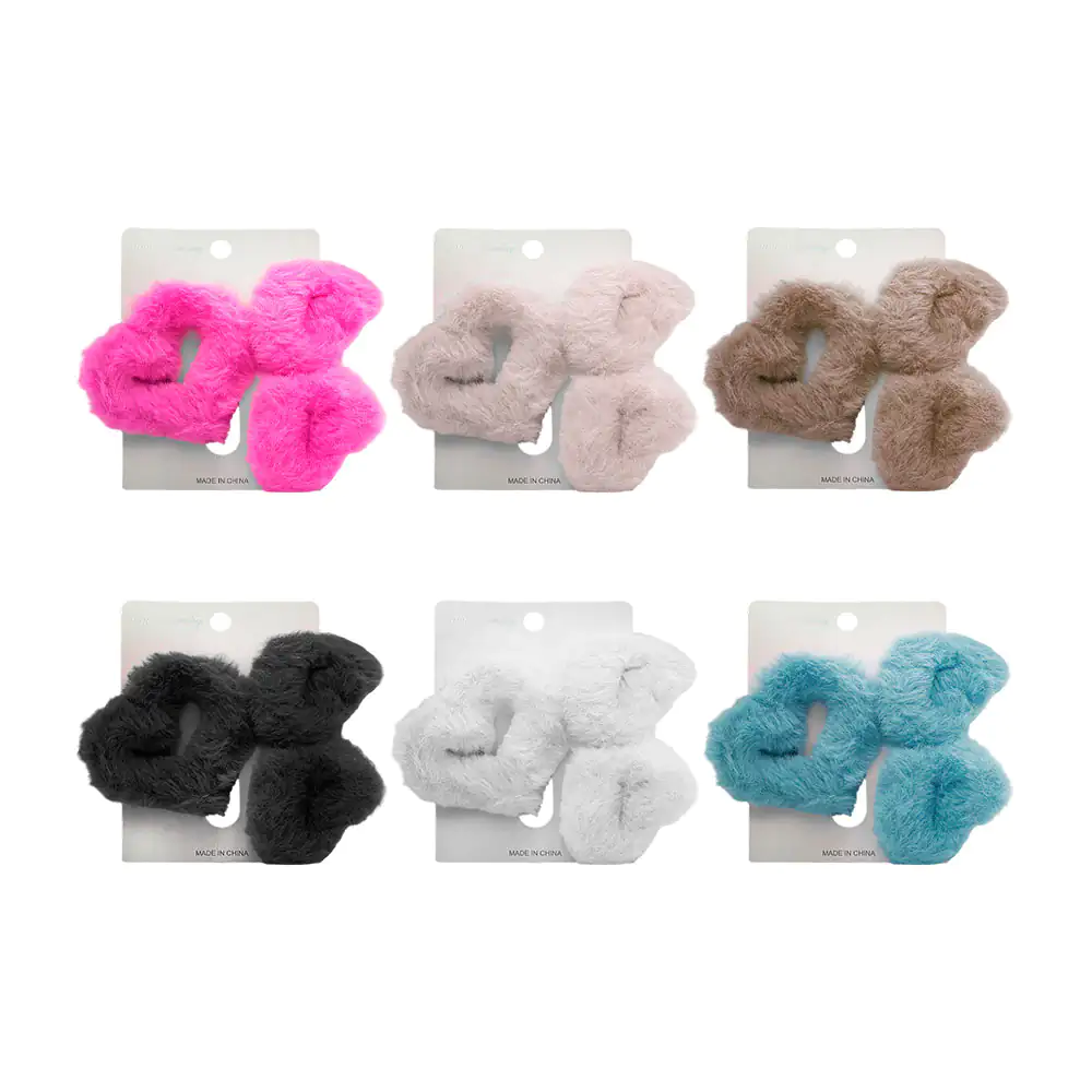 Blíster con pinza para el cabello, afelpada + 2 mini pinzas, variedad…