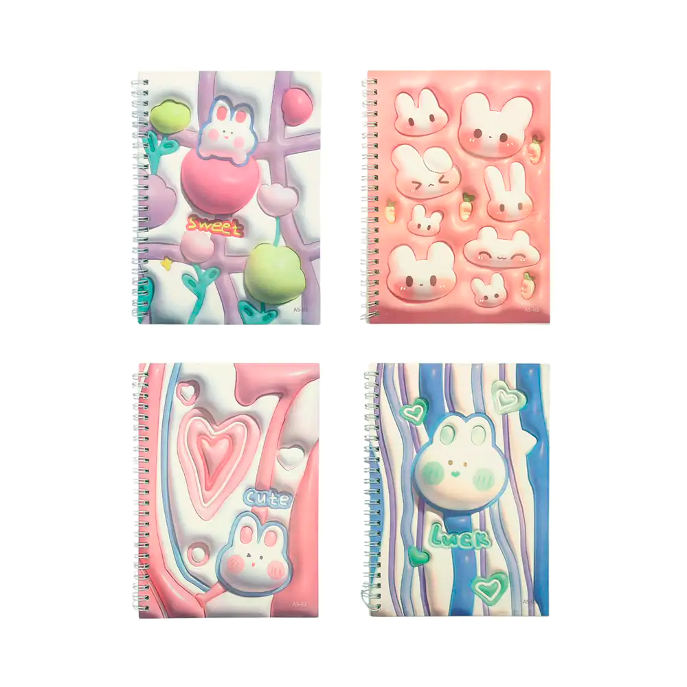 Libreta cuaderno pequeño de raya con estampado de conejitos kawaii, v…