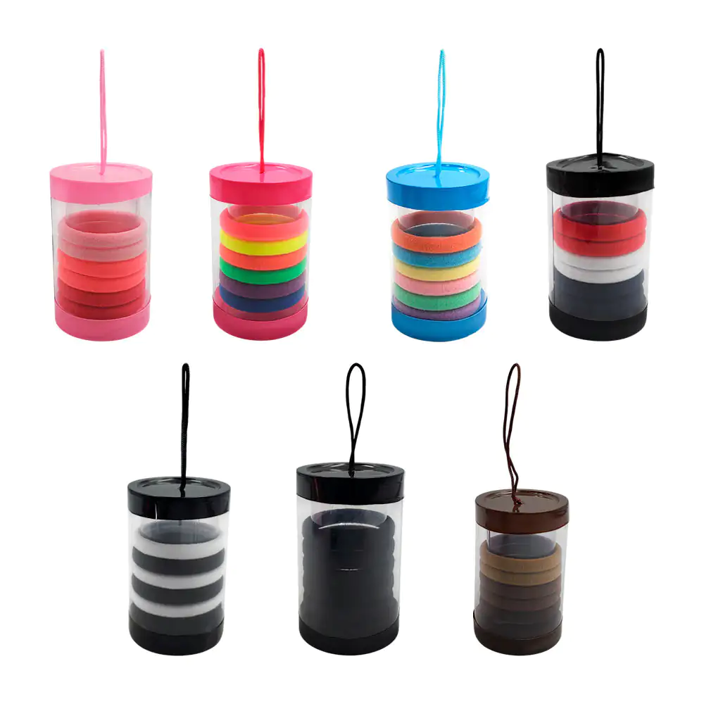 Bote transparente con 6 donas - ligas medianas de colores, variedad d…