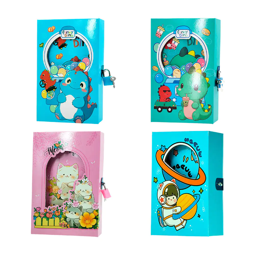 Estuche con diario con estampado infantil + candado con juego de llav…