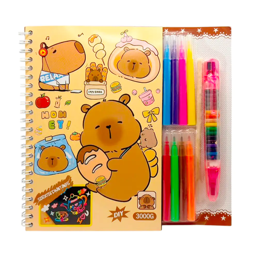 Paquete con libreta - cuaderno de dibujo con diseño de capibara + acc…