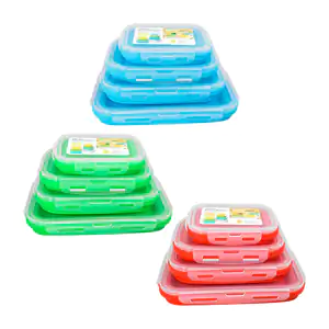 Paquete con 4 tupper plegables de diferente tamaño, variedad de color…