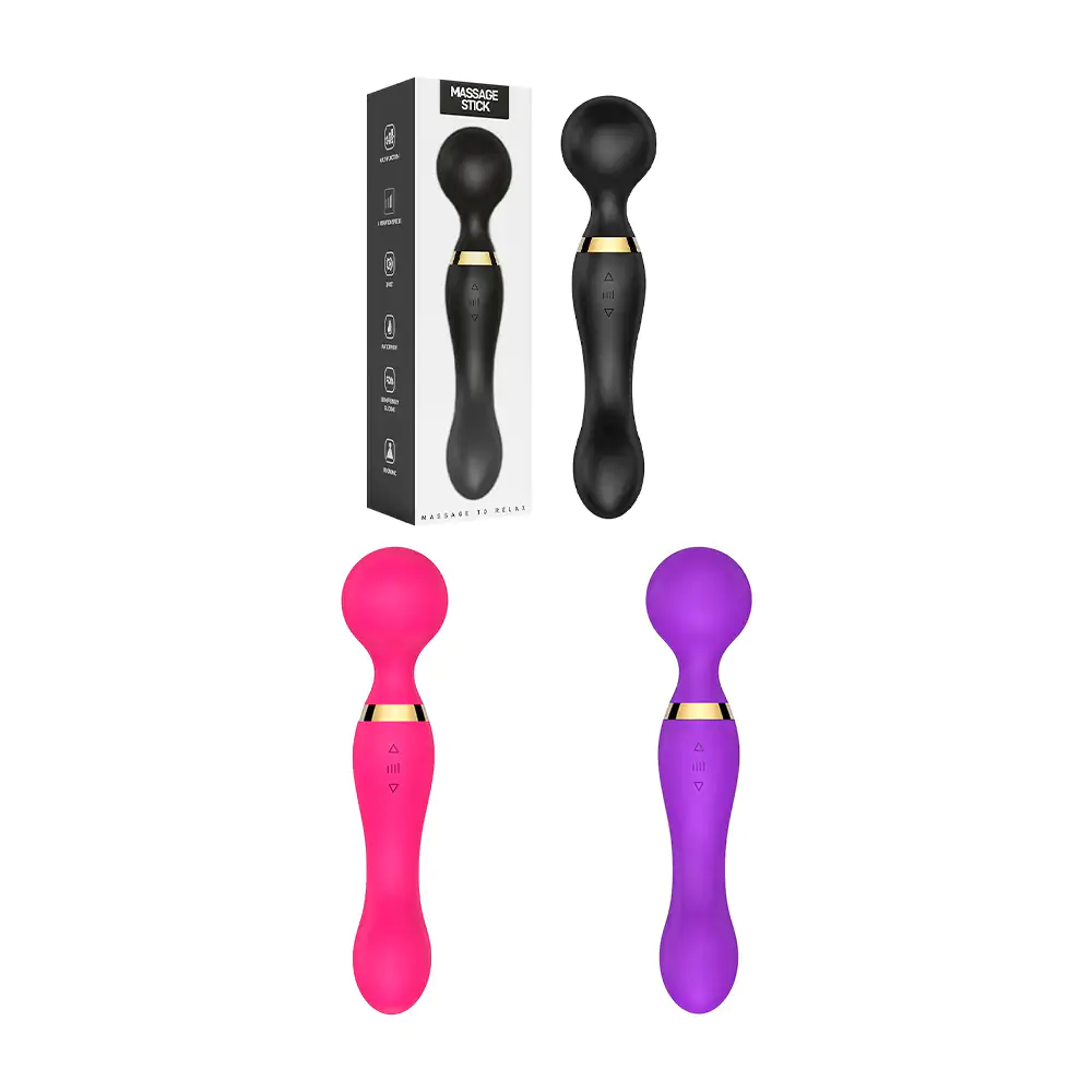 Vibrador consolador de doble cabeza con diseño discreto ondulado y mú…