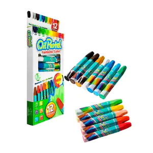 Estuche con 12 crayones de aceite en tonos pastel, variedad de colores