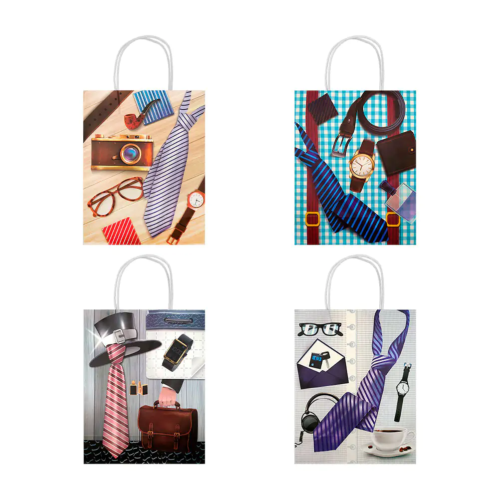 Bolsa de papel para regalo con temática del día del padre 33.5x26x12cm, variedad