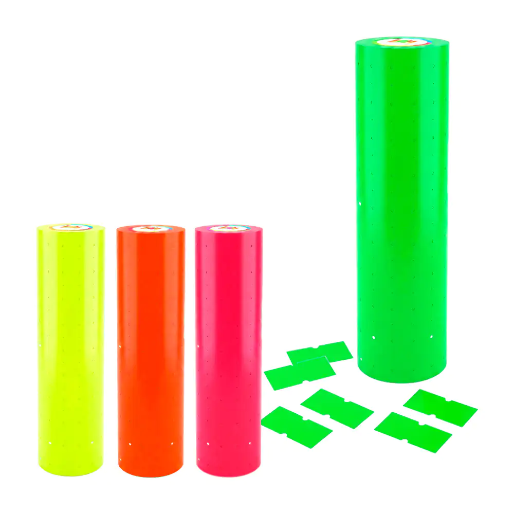 Paquete 10 rollos de etiquetas fluorescentes para precios, variedad d…