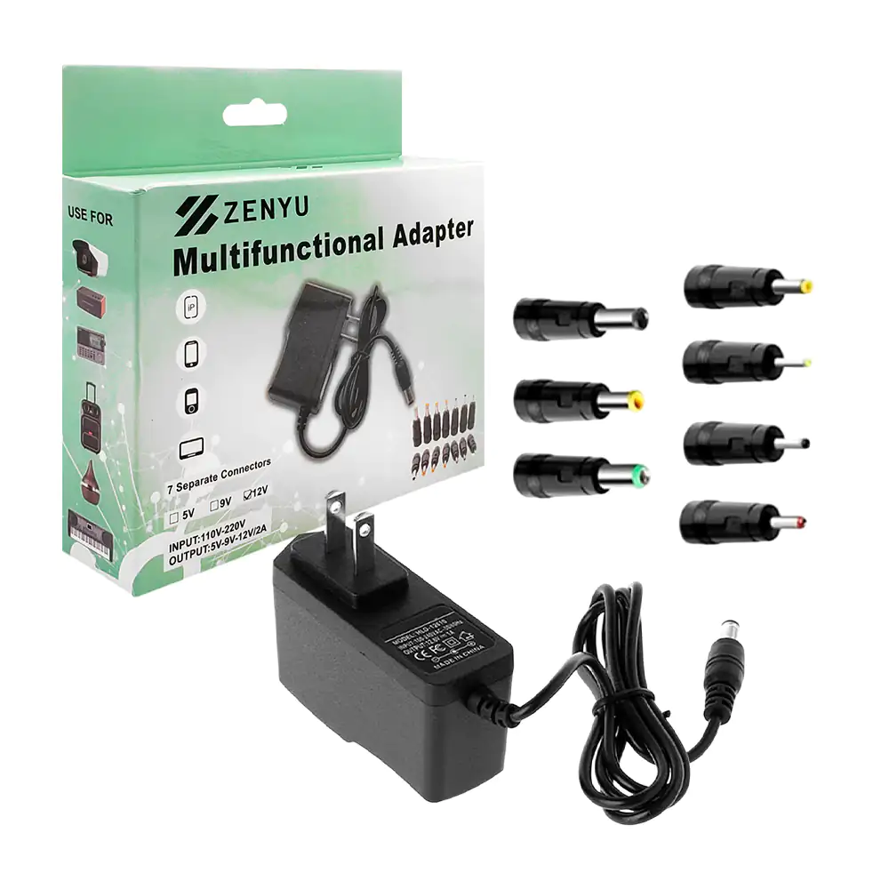 Eliminador / cargador adaptador zenyu de 12v con 7 puntas intercambia…