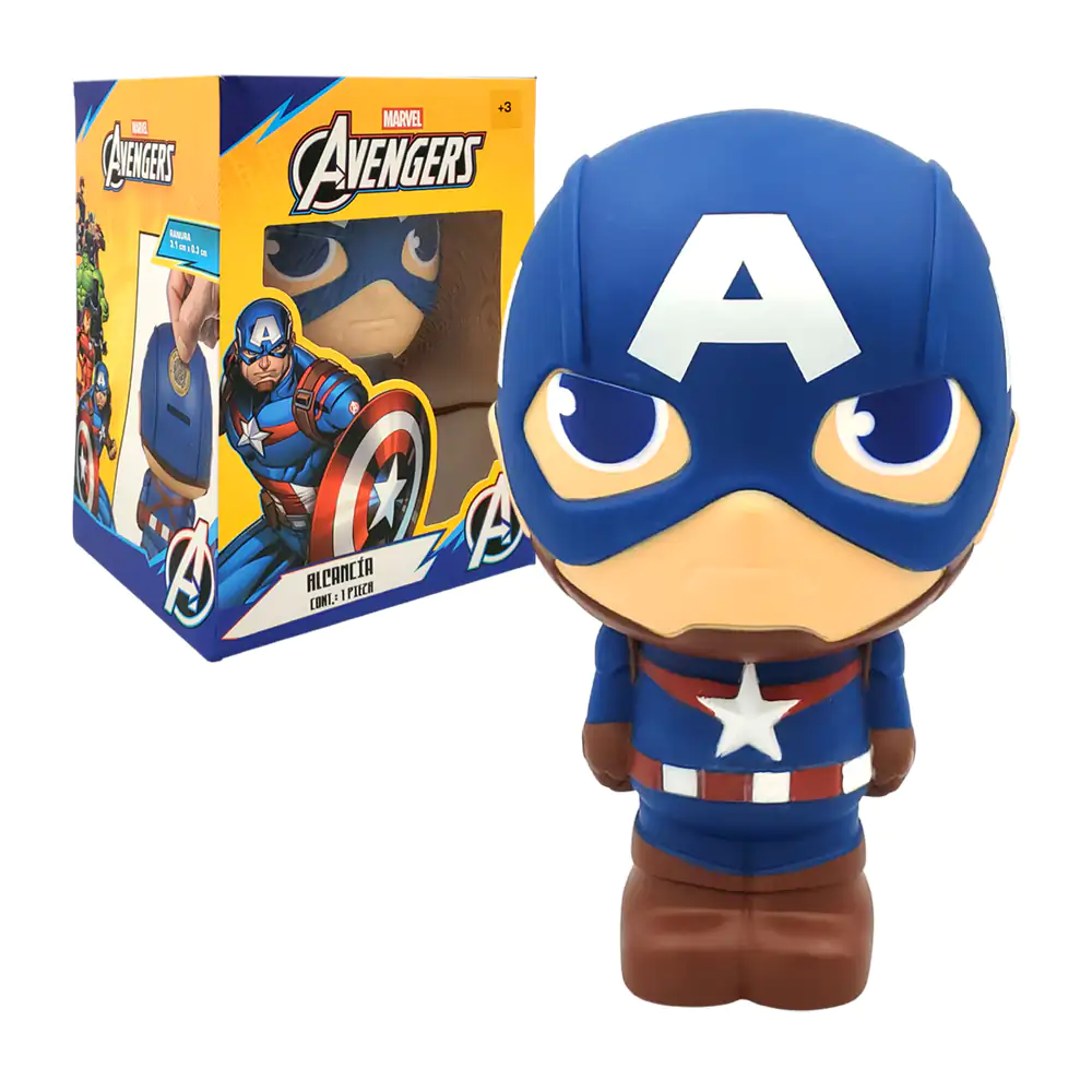Figura alcancía de plástico con diseño del capitán américa de 23cm, r…