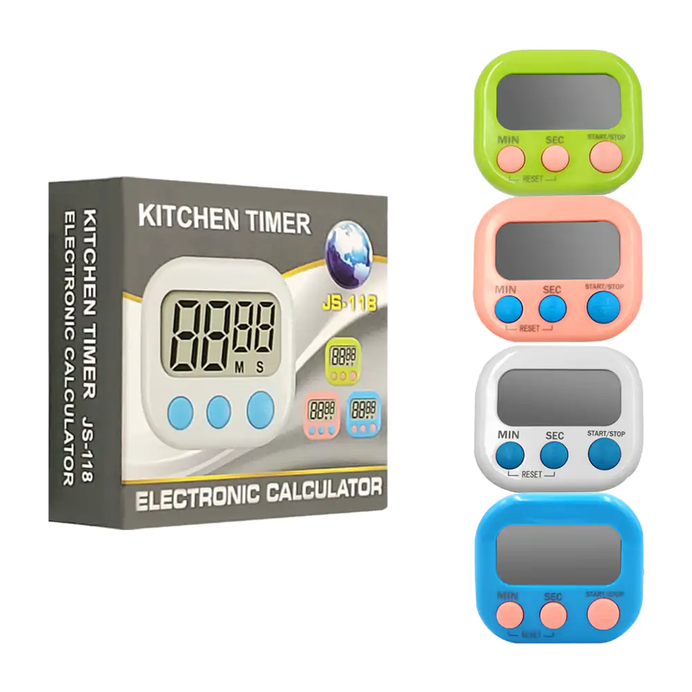 Mini temporizador de plástico digital para cocina con imán, variedad de colores 