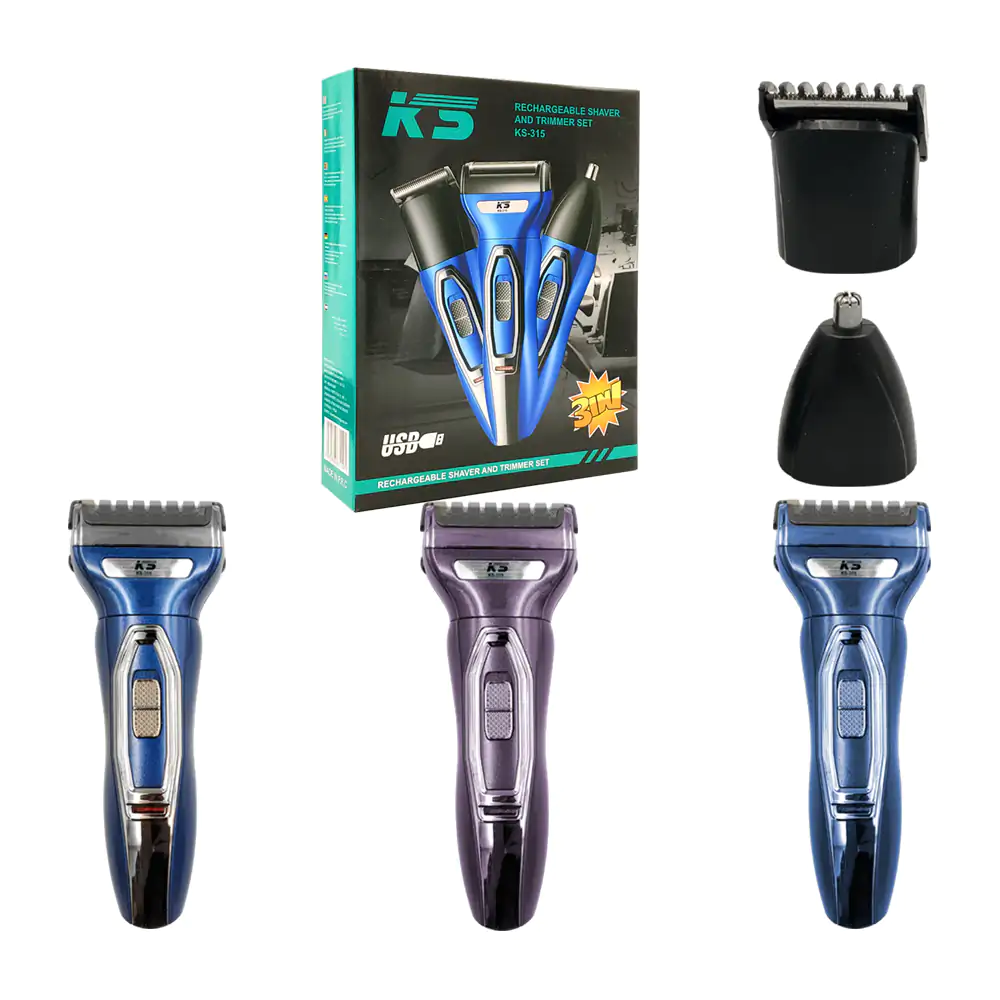 Máquina rasuradora 3en1 inalámbrica + accesorios intercambiables para barba, cabello y nariz, variedad