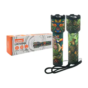 Lámpara de mano recargable con 3 modos de luz, estampado prehispánico…