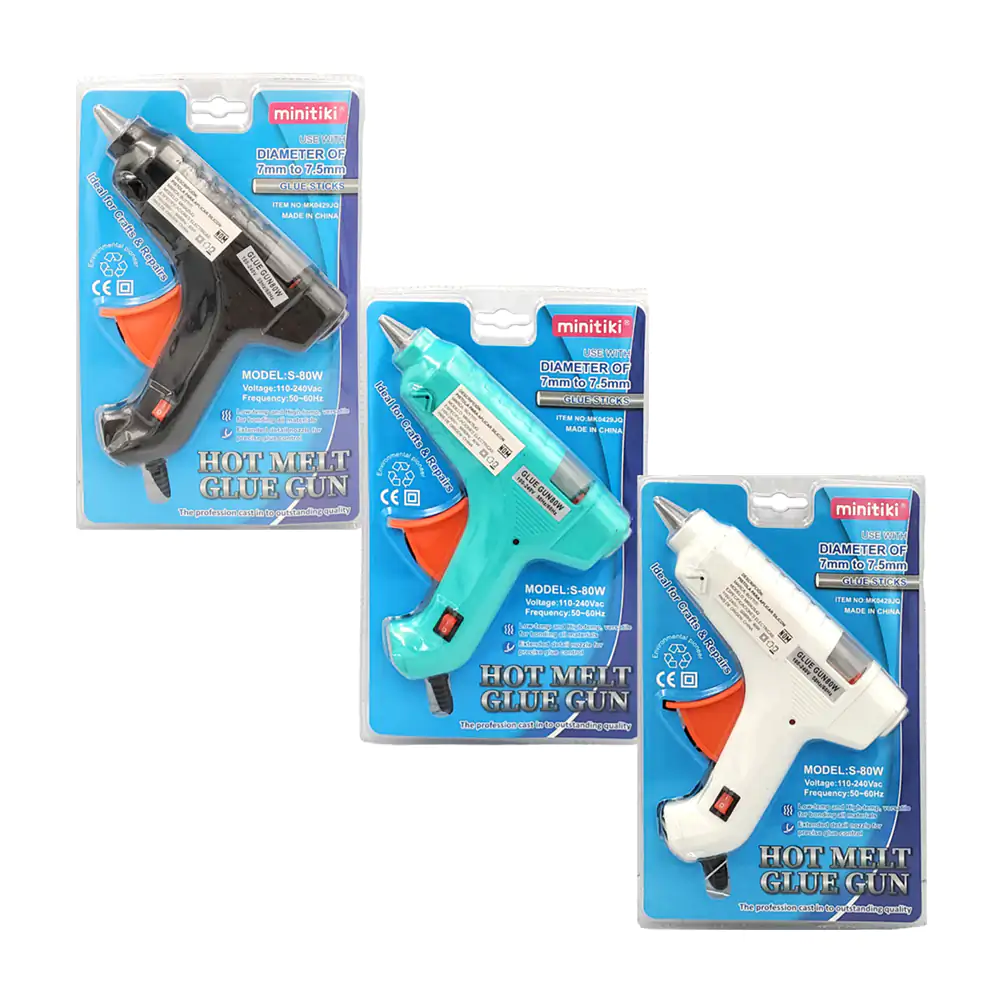 Pistola de silicón con diseño ergonómico, 80w y botón de apagado, var…