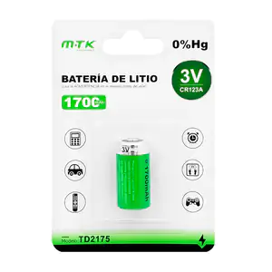 Blíster mtk con 1 pila / batería cilíndrica de 1700mah, cr123a / 3v