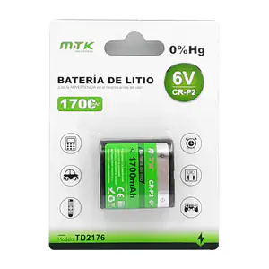 Blíster mtk con 1 pila / batería cuadrada de 1700mah, cr-p2 / 6v