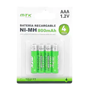 Blíster mtk con 4 pilas / baterías recargables de 800mah triple aaa n…