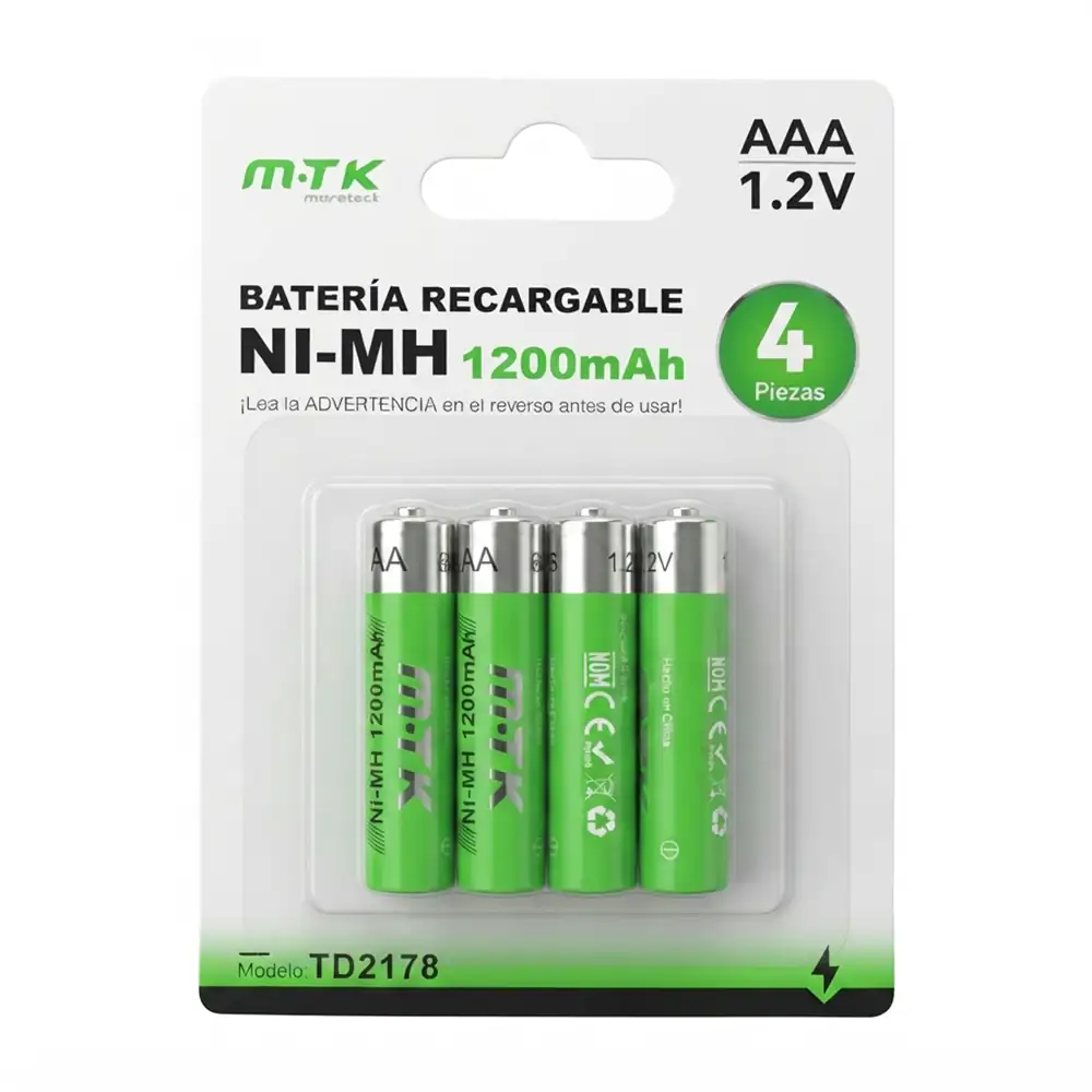 Blíster mtk con 4 pilas / baterías recargables de 1200mah triple aaa …