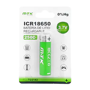 Blíster mtk con 1 pila / batería recargable icr18650 de 2500 mah, 3.7v