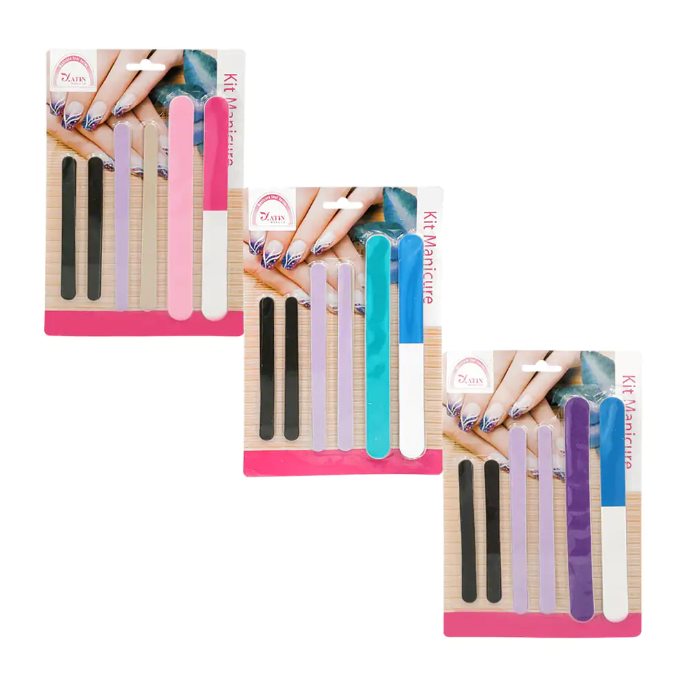 Blíster con 6 limas para uñas de diferente medida para manicura y pedicura 