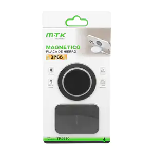 Blíster mtk con 3 placas de hierro magnéticas para celular, multifunc…