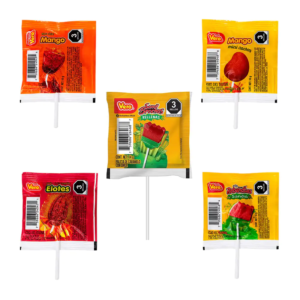 1pz paleta vero caramelo con chile o relleno, 14g / vero-p