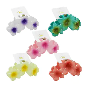 Pinza de plástico para el cabello en forma de 3 flores con efecto bic…