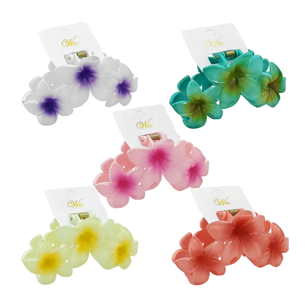 Pinza de plástico para el cabello en forma de 3 flores con efecto bic…
