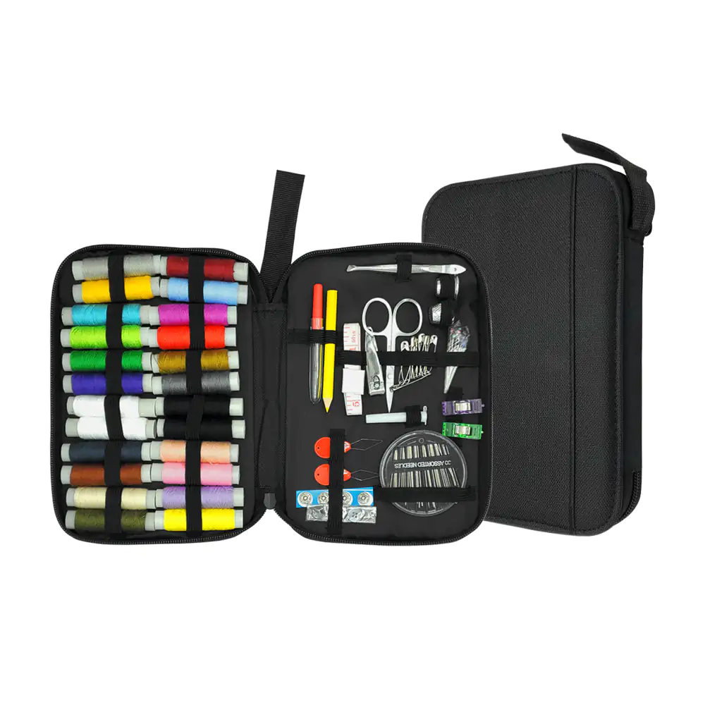 Estuche con kit de costura de 97 piezas, multifuncional con hilos, ti…