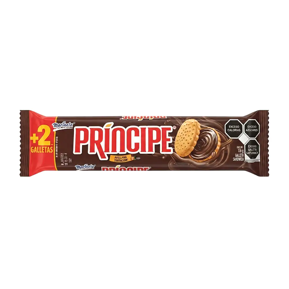 1pza galletas principe marinela con relleno de avellana, 126g / 011133