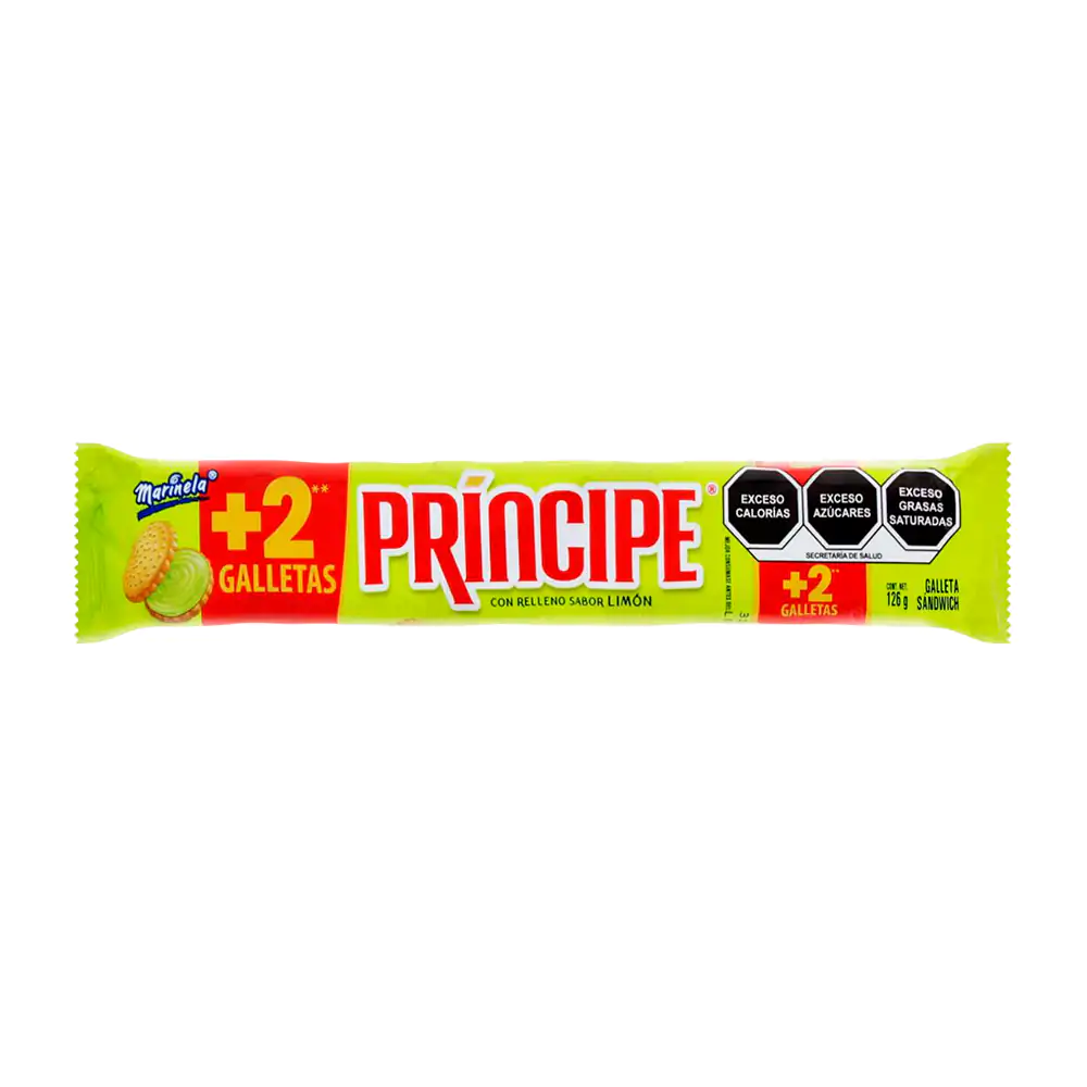 Paquete con galletas principe con relleno sabor limón, 126g / 011157