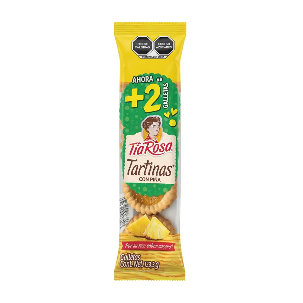Paquete con 8 tartinas tia rosa con relleno de mermelada de piña, 133.3g / 016190