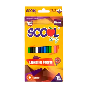 Paquete scool con 12 lápices de colores + 2 colores neón, variedad de…