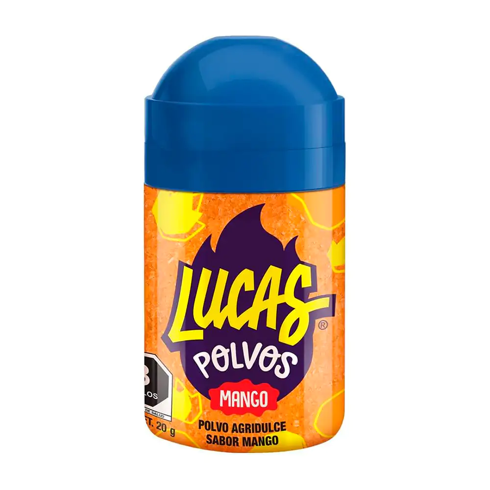 baby lucas polvos, dulce con polvo agridulce sabor mango, 20g