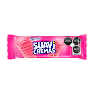 Paquete con galletas marinela suavicremas sabor fresa, 100g