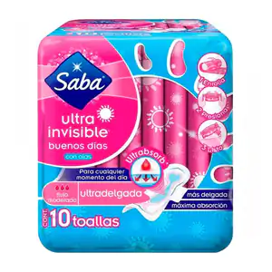 Paquete con 10 toallas femeninas saba ultra delgadas invisibles para …