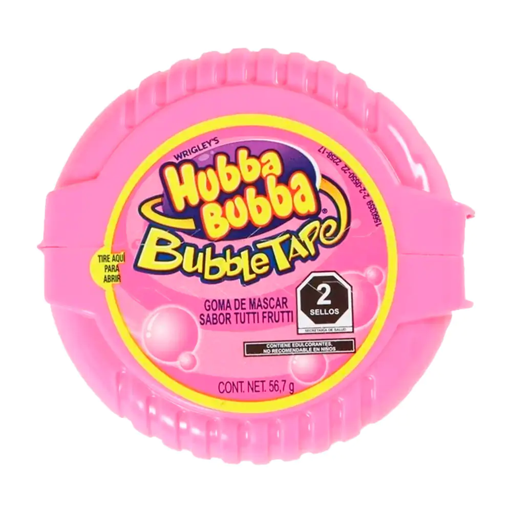 1pza Goma de mascar - chicle en rollo hubba bubba de 56.7g con sabor a tutifruti