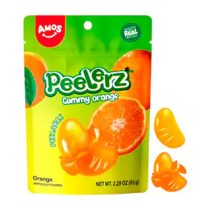 Bolsa con gomitas peelerz pelables con sabor a naranja, 65g / 082321