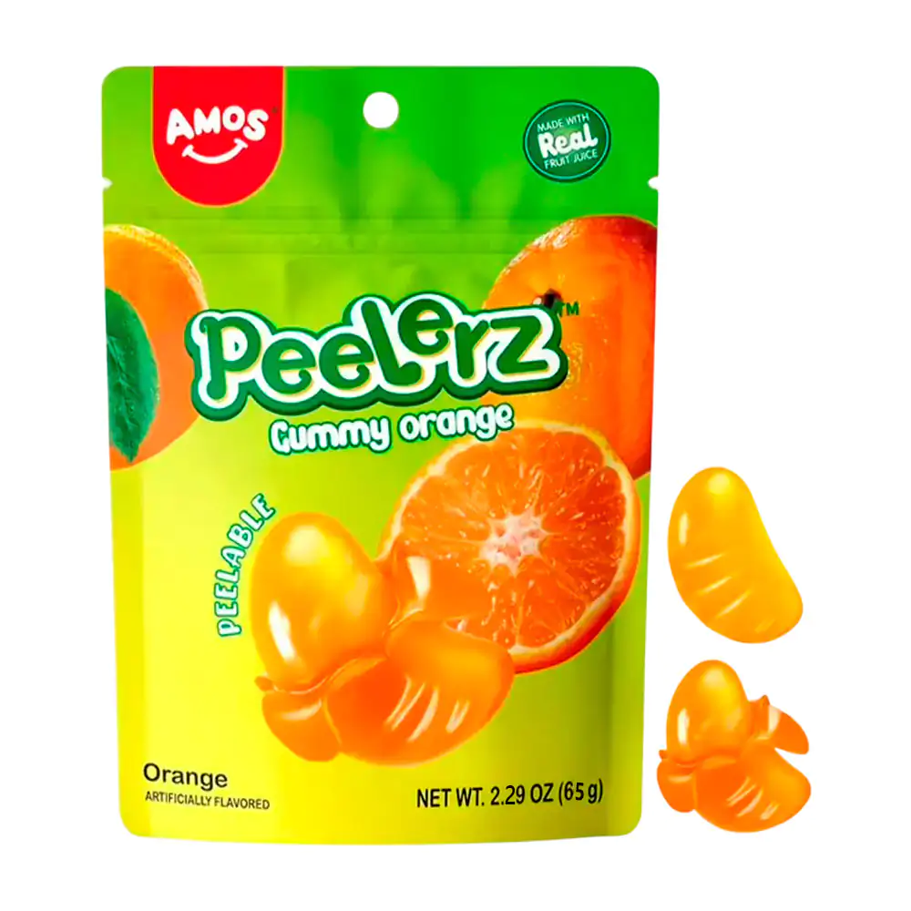 Bolsa con gomitas peelerz pelables con sabor a naranja, 65g / 082321