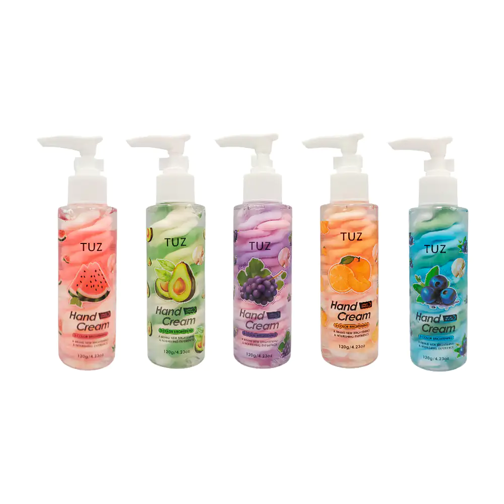 Crema para manos hidratante de 120g con aroma a esencias frutales, variedad