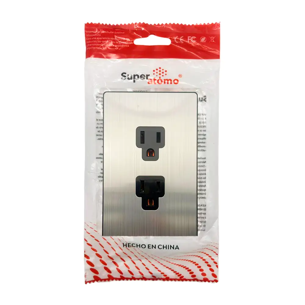Placa - enchufe de pared moderno super átomo con 2 toma corrientes tr…