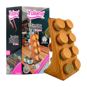 Set especiero de 8 pzas con tapa de bambú acabado elegante / 100521