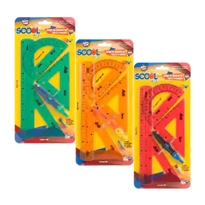 Juego de geometría grande flexible con 5 piezas, regla, escuadras, co…