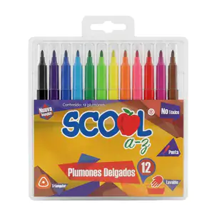 Paquete scool a-z con 12 marcadores - plumones delgados, variedad de …