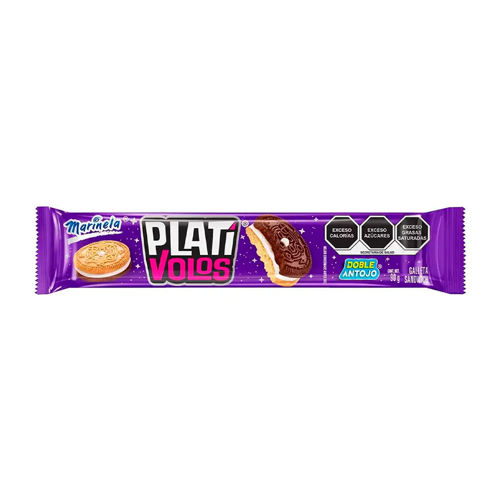 Paquete de galletas plativolo marinela, galleta con relleno cremoso, 90g / 151829