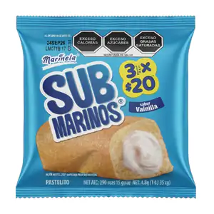 Submarinos marinela relleno sabor vainilla 105g / 153282
