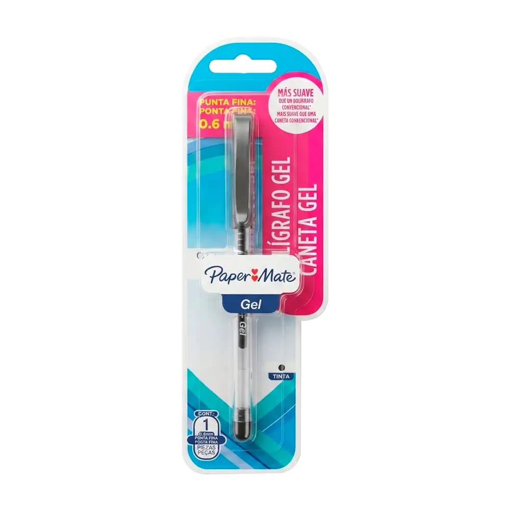 1pza Bolígrafo paper mate caneta gel punta fina 0.6mm / 159266