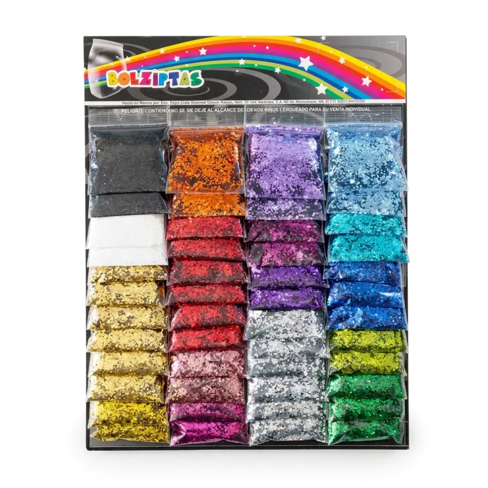 Paquete con 48 bolsas de brillantina - diamantina de 10g, variedad de…