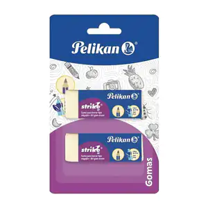 Blíster con 2 gomas para borrar tipo migajón pelikan, strike 20 / 1825
